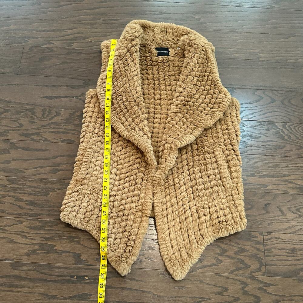 Dolce Cabo Camel Faux Fur Textured Open Front Vest Cardigan Cozy Size Medium - Picture 8 of 10